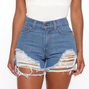 FASHION NOVA Can't Stop Now Denim Shorts  L